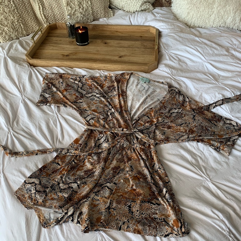 Kimono style Romper, python print, worn once